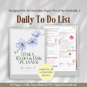 tägliche To Do Liste für ReMarkable Paper Pro & ReMarkable 2 Template | Aufgabentracker Projektplaner Tagebuch Arbeitsplaner ReMarkable Pro