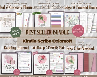 Color Notebook Life Planner Kindle Scribe Colorsoft: Budget, Meal Planner, Reading, To Do