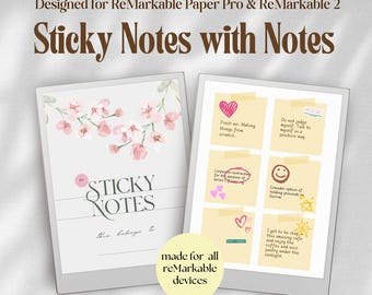 Sticky Notes for ReMarkable Paper Pro & ReMarkable 2 Template | Notebook Notes Taking Meeting Notes Daily Journal To Do for ReMarkable Pro