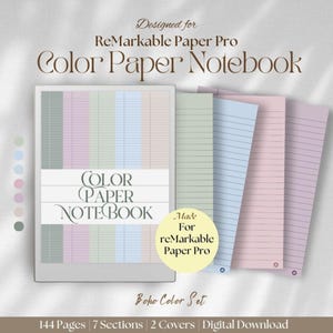 Cuaderno de páginas a color para ReMarkable Paper Pro Template / Cuaderno digital, toma de notas para reuniones, bloc de notas de colores, bloc legal, páginas coloridas
