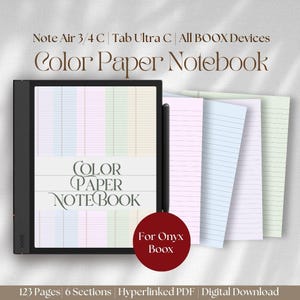 Color Paper Notebook Boox Note Air Templates | Project Planner Work Meeting Notes Daily Task Tracker Notes Taking Daily Journal Gratitude