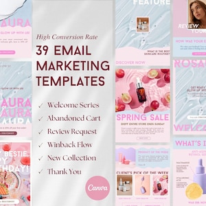 Klaviyo Email Marketing Template Pink | SKINCARE Email Sequence Welcome Email Campaign Newsletter Design Flodesk Mailchimp CANVA Shopify