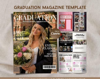 Graduation Magazine Canva Class of 2026: Custom Vogue Magazine, Newspaper, College Memory Book