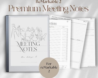 Digital Meeting Notes for reMarkable 2 Templates | Meeting Notebook Meeting Minutes Agenda To Do Project Planner Work Planner