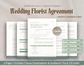 Wedding Floral Contract Template: Ceremony Decor Agreement Template Bridal Florist