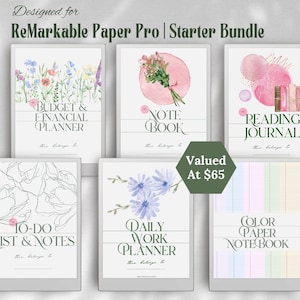 Starter Bundle für ReMarkable Paper Pro & ReMarkable 2 | Arbeitsplaner, Notizbuch, To Do Liste, Budgetplaner, ReMarkable Pro Vorlagen