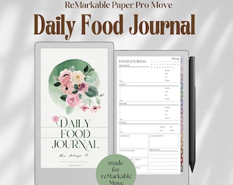 Food Journal for ReMarkable Paper Pro Move: Daily Diet, Wellness and Fitness Tracker (PDF)