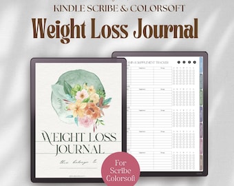 Weight Loss Journal Fitness Kindle Scribe Colorsoft: Meal Planner, Health Tracker (PDF Template)