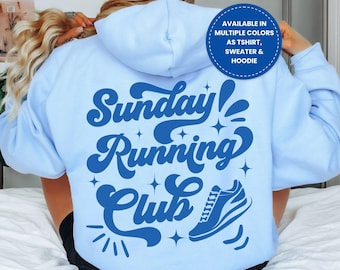 Retro Sunday Running Club T-Shirt, Sweatshirt and Hoodie for Passionate Hobby Runners, Joggers and Marathon Participants