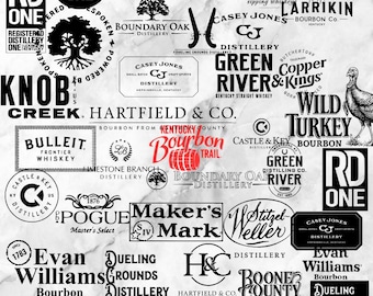 Kentucky Bourbon Whiskey Trail SVG Bundle Part 1 | 53 SVG Bourbon Logos | Laser| Digital Download | Great for xTool F2 Ultra uv xTool F1