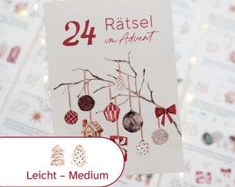 Rätsel-Adventskalender zum Ausdrucken | Leicht-Mittel ab 12 Jahren | DIY Adventskalender | 24 Rätsel im Advent zum Ausdrucken | Ausgabe 2