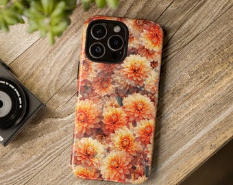 Tough Cases, Autumn Floral Cellphone Cover, Orange Flower Design, Protective Phone Case, Flower Lovers Gift, Floral Tough Phone Cover