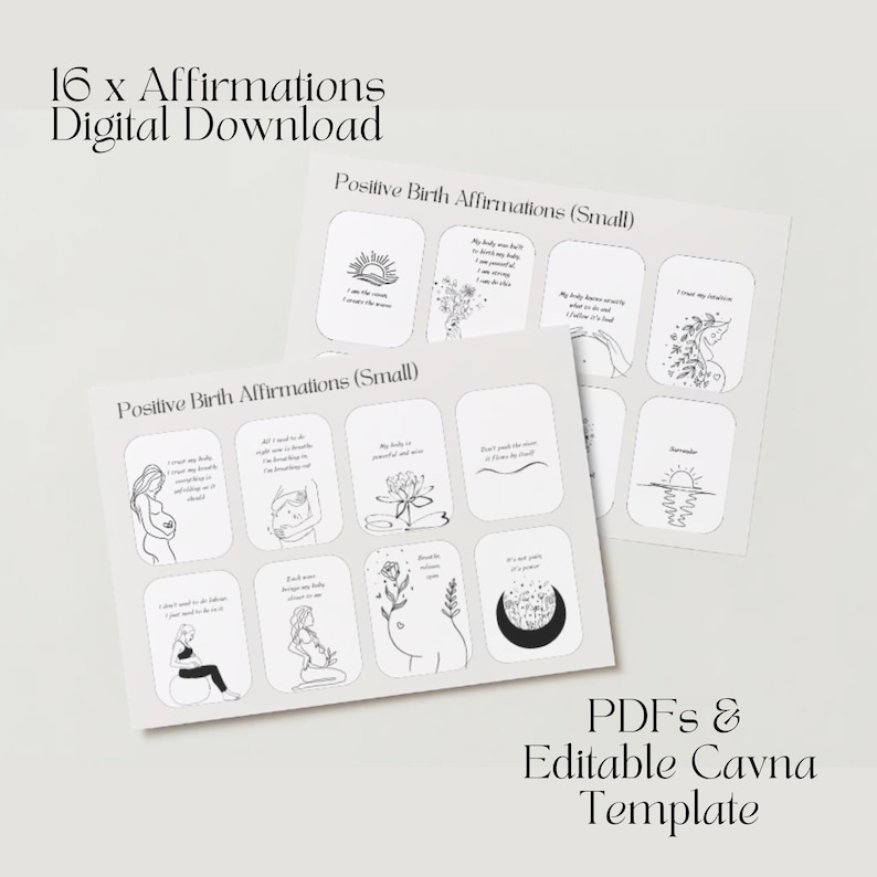 Editable Birth Affirmation Cards | Digital Download | Minimalist Birth ...