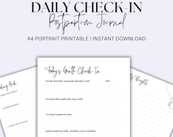 Postpartum Journal: Daily Reflections, Affirmations (Digital Download A4 PDF)