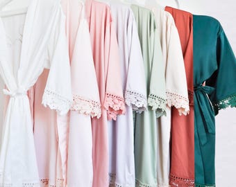 Soft Satin Bridal Robes, Personalized Bridesmaid Robes, Bridesmaid Gift, Bridal Party Robes, Bachelorette Party Gifts, Wedding Day Robes