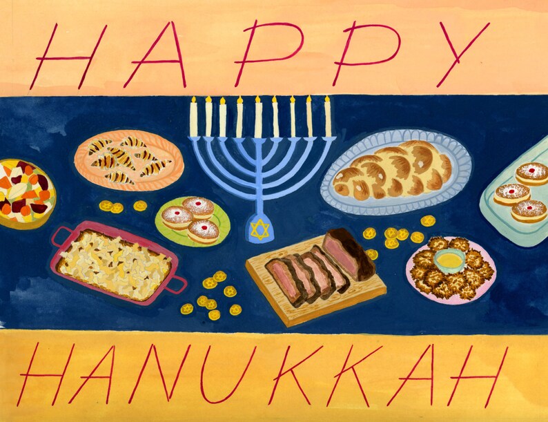 Hanukkah Feast Card / Set of 8 Etsy