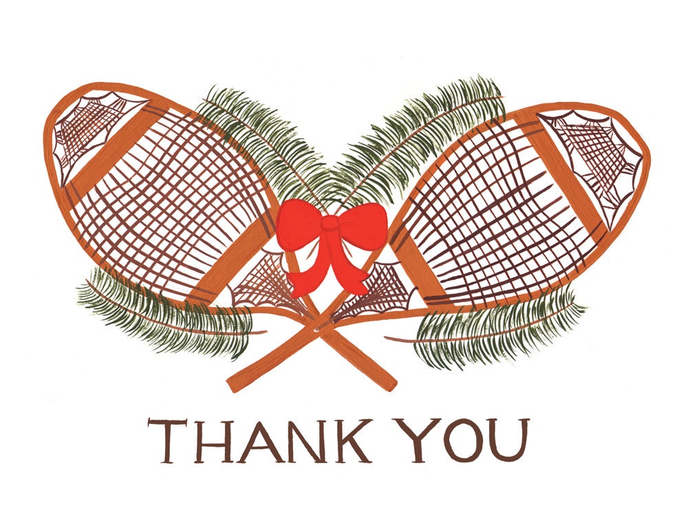 Snowshoes Thank You Card // Set of 8 Etsy
