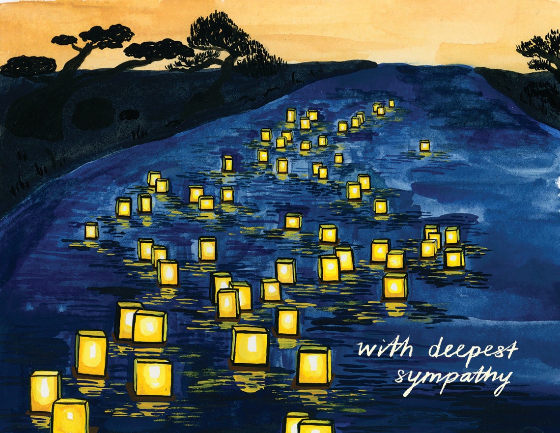 Japanese Lanterns Sympathy Card Etsy