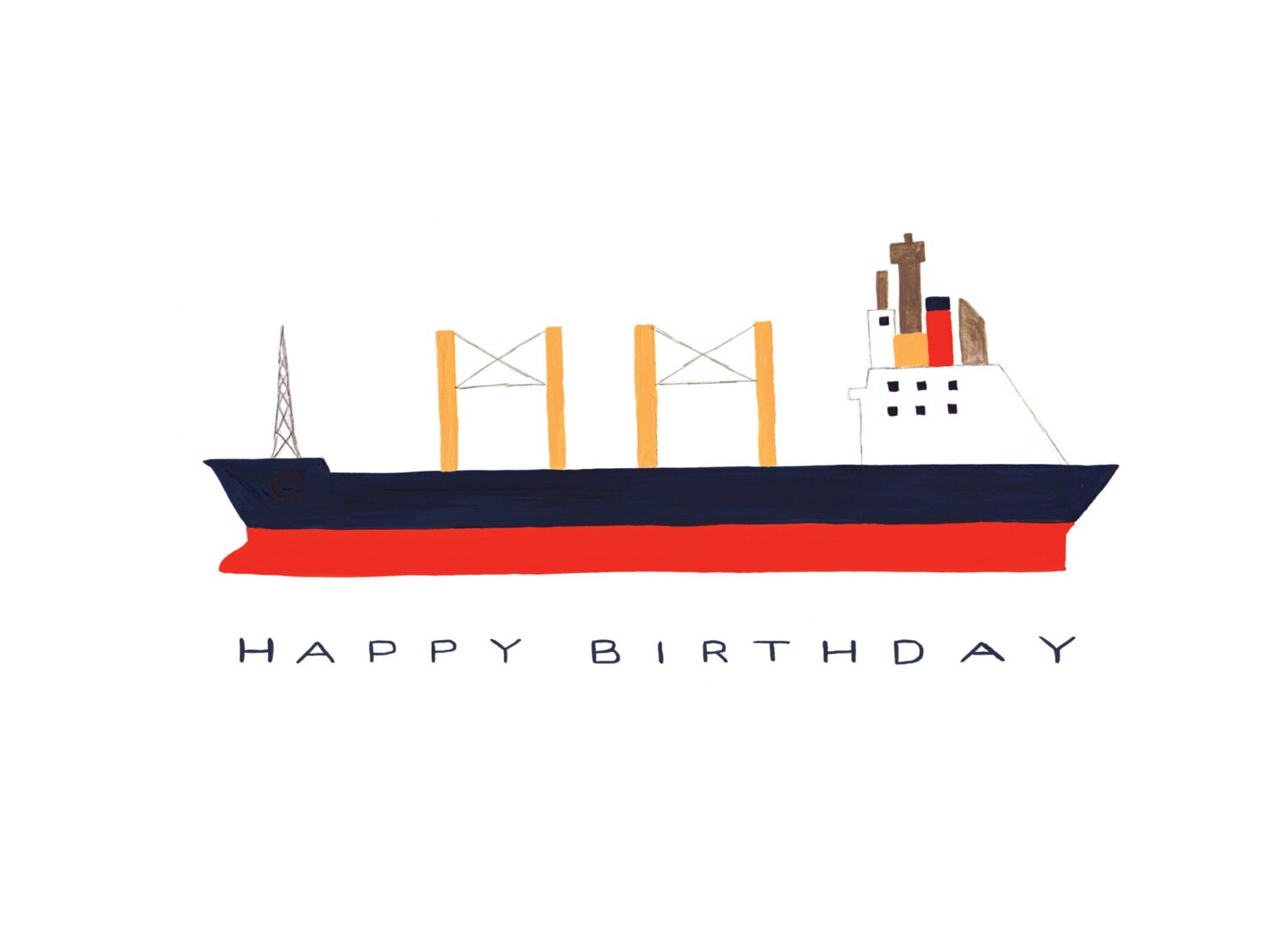 Cargo Ship Happy Birthday Card Etsy
