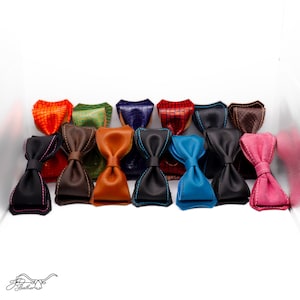 Leather Bow Tie Handmade Men Women Rustic Bowtie Adjustable Wedding Gift