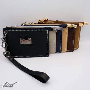 Handmade Full Grain Leather Wristlet Wallet with Zipper, Card Slots, Soft Strap, Vintage Distressed Finish, Casual & Travel Accessory