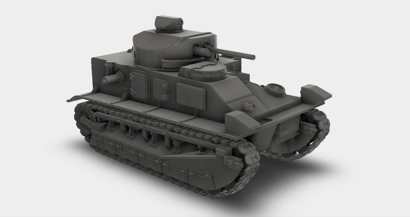 Vickers Tank Model Kit Vickers Medium Mk II Tank WW2 Model Kit 3D Printed Scale 1:87 to 1:35 ...