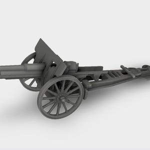 Canon de 105 mle 1913 Schneider canhão de campo WW1 WW2 kit impressão 3D wargaming mesa escala 1-87 a 1-35