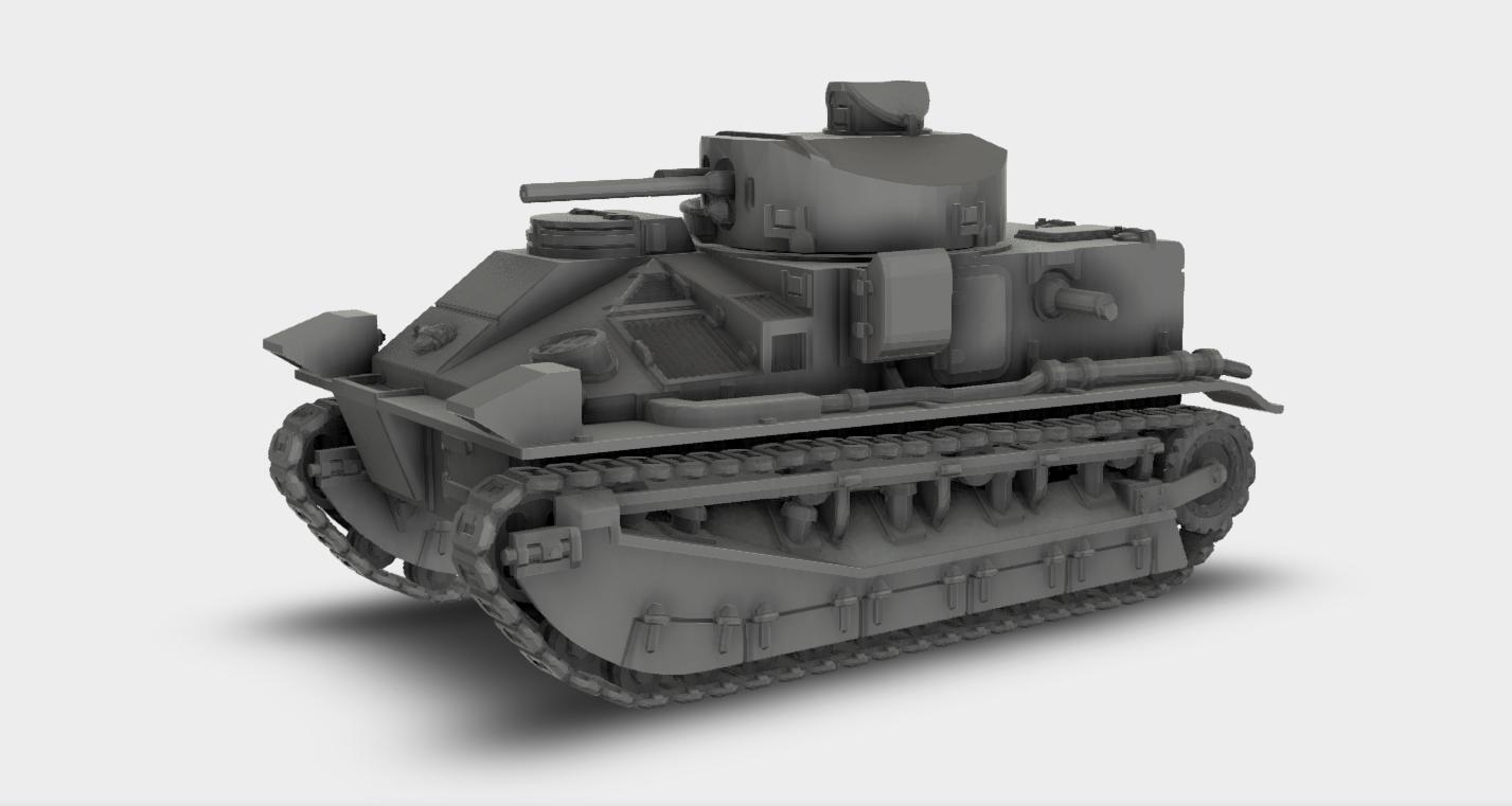 Vickers Tank Model Kit Vickers Medium Mk II Tank WW2 Model Kit 3D Printed Scale 1:87 to 1:35 ...