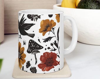 Nature Mug | Mushroom Mug | Fall Mug | Wildflower Mug | Mushroom Gifts | Mushroom Lover