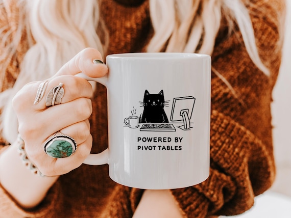 Powered by Pivot Tables Mug | Spreadsheets Mug | Ceramic Coffee Cup - Perfect Gift for Accountants, Data Analysts, and Excel Enthusiasts
