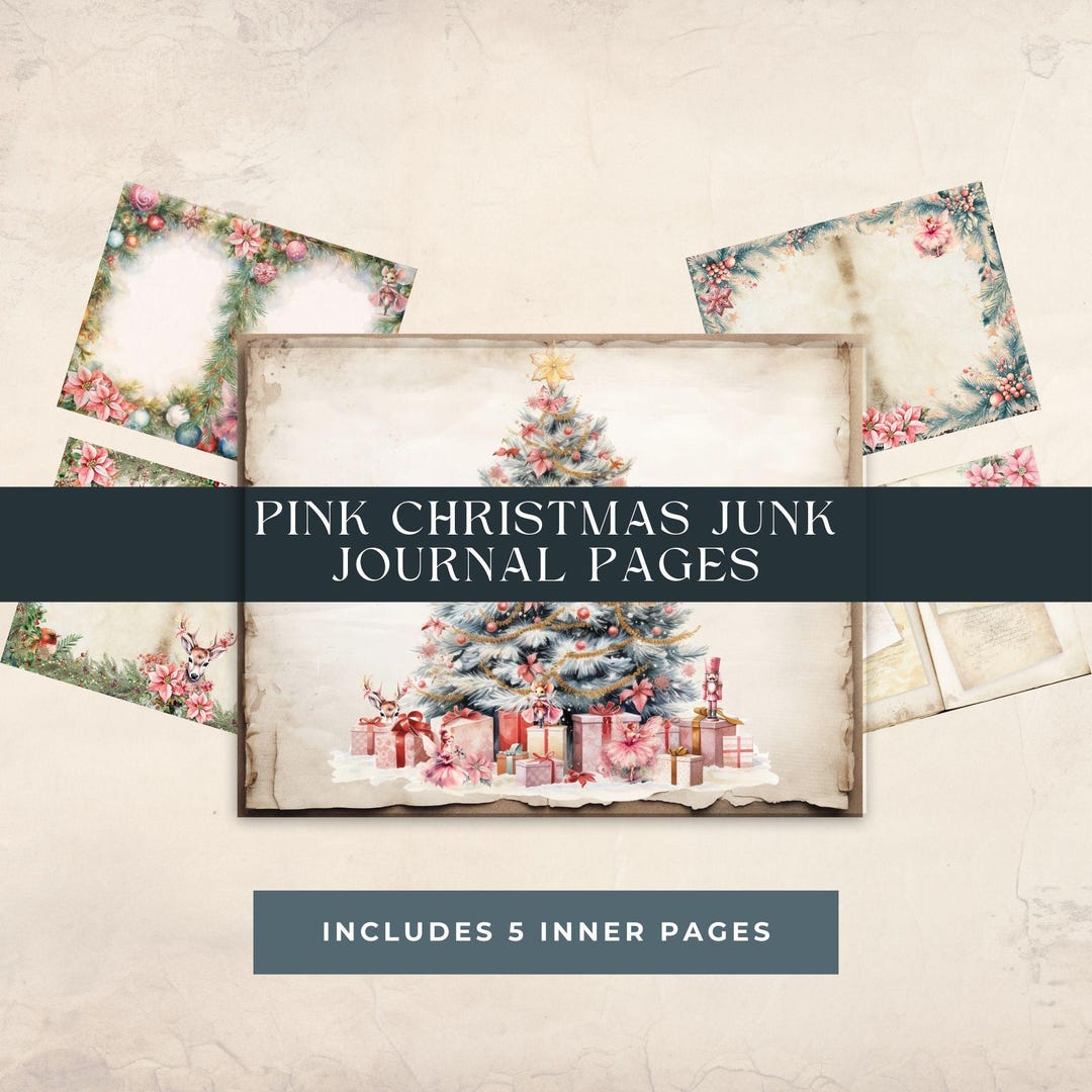 PINK CHRISTMAS Junk Journal Digital Pages to Download and Print Shabby ...