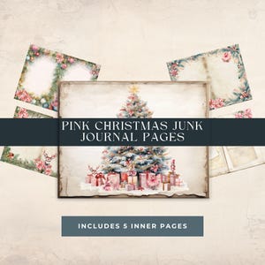 PINK CHRISTMAS Junk Journal Páginas digitais para baixar e imprimir Fundos Shabby Chic com molduras Balé Quebra-nozes