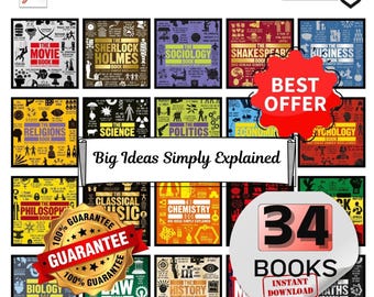 Colección 34 Grandes Ideas Explicadas Sencillamente (BISE) PDF Negocios, Psicología, Sociología, Crimen, Shakespeare