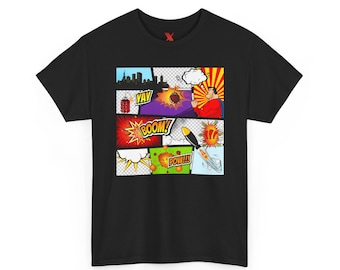 Comic Unisex Heavy Cotton Tee - Funny Graphic Novel T-Shirt, Pop Art Humor Top, Cartoon Print Clothing, Graphic Tee Gift, Comic Book Lover