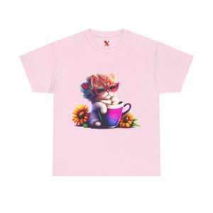 Cute Cat Coffee Tee, Cat Lover Gift, Funny Animal Shirt, Coffee Lover Tee, Kitty Graphic T-Shirt