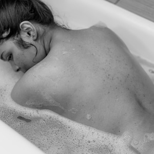 Mature Content BW Female Boudoir Model Photography_Bathtub Photoshoot_Indoor Decor_Digital Print