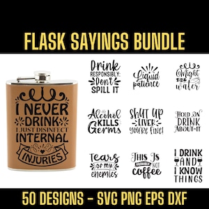Flask Sayings svg Bundle, 50 Designs (png, eps, dxf)