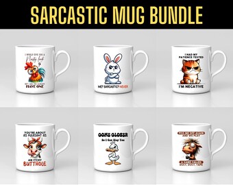 Funny Sarcastic Mug Wrap PNG Bundle: 40 Designs (Digital Download)
