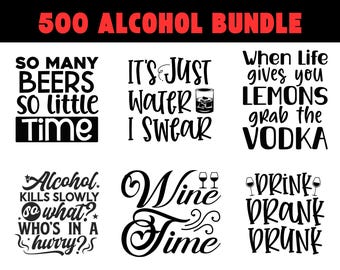 Pacchetto SVG di citazioni divertenti sull'alcol, disegni sarcastici (500 file)