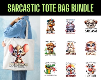 Bolsas de mano sarcásticas y divertidas (PNG): 32 diseños únicos (descarga digital)