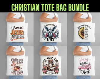 Christian Tote Bag PNG Bundle: 30 Unique Designs (Digital Download)