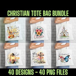 Sac fourre-tout Christian Png, 40 modèles uniques, 40 fichiers PNG, lot parfait pour l'impression par sublimation