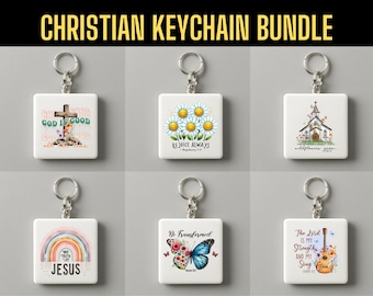 Christian Keychain PNG Designs Bundle: 40 Sublimation Files