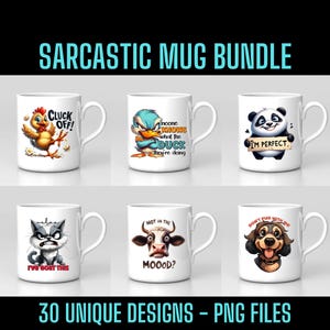 Sarcastic Mug Wrap PNG Bundle: 30 Funny Designs (Digital Download)