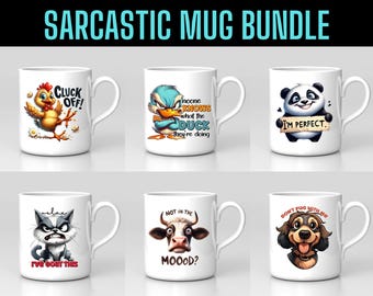 Sarcastic Mug Wrap PNG Bundle: 30 Funny Designs (Digital Download)