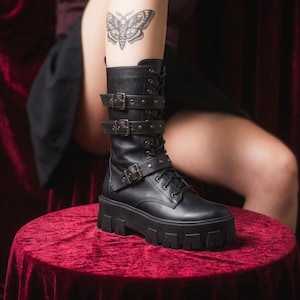 Y2k Platform Chunky Lace up Boots - Etsy