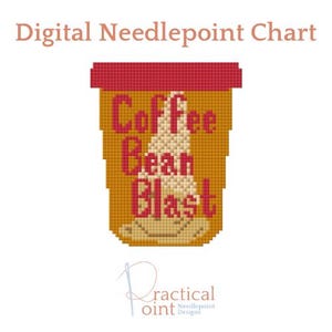 Coffee Bean Blast Ice Cream Needlepoint digital chart, Trader-Joes-inspired pattern for 18 mesh