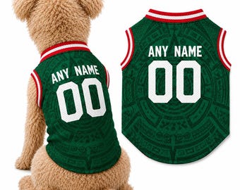 Mexiko Hund Jersey Mesh, Name & Nummer Haustier Shirt, Mexiko Fußball Hund Outfit, Mexiko Fan Haustierbekleidung, Hundeliebhaber Geschenk