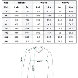 May include: An image of a white hockey jersey with a V-neck design. The image includes a size chart with measurements in inches and centimeters for length, width, and sleeve length, ranging from size S to 5XL. The text "ALL OVER PRINT HOCKEY JERSEY" is at the top.