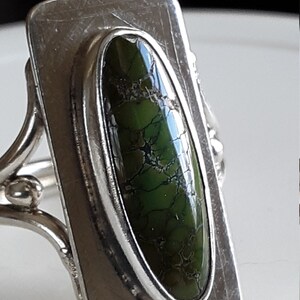 Turquoise,us size 8, green turquoise, handmade,sterling silver, 925, lapidary, silver turquoise ring, brianmunce
